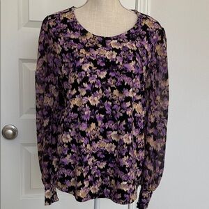 Chico's Purple and Black Floral Blouse